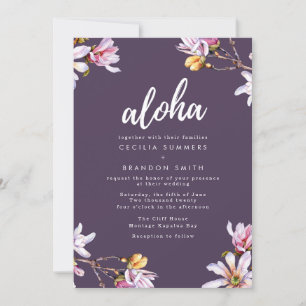 Invitación Boda de playa de flores tropicales de Aloha Hawaii