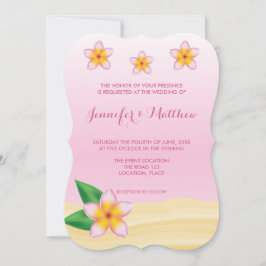 Invitación Boda de playa de Flores Tropicales Frangipani Rosa