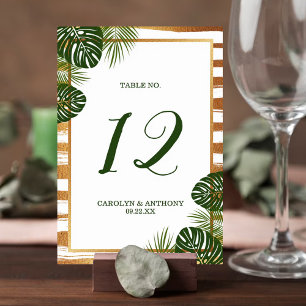 Invitación Boda de playa de hojas de palmera verde y Relieve 