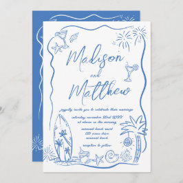 Invitación Boda de playa de Ilustraciones de cartón de mano d
