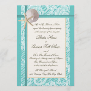 Invitación Boda de Playa de Lace Aqua