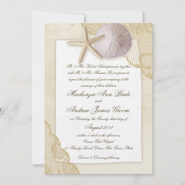 Invitación Boda de playa de los tesoros (Anverso)