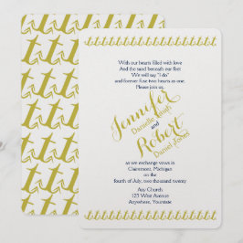 Invitación Boda de playa de oro y náutica