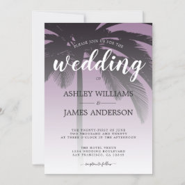 Invitación Boda de Playa de Palm Tree Dusty Lavender