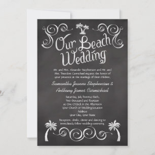 Invitación Boda de Playa de Palm Tree en Chalkboard