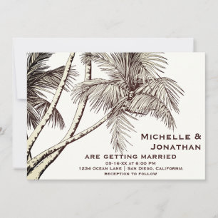 Invitación Boda de Playa de Palm Trees Vintage Tropical