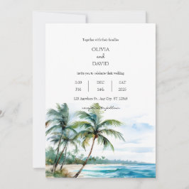 Invitación Boda de Playa de Palmeras Tropicales Tranquilas