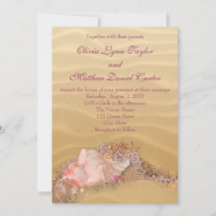 Invitación Boda de playa de Sand Beach Seashells