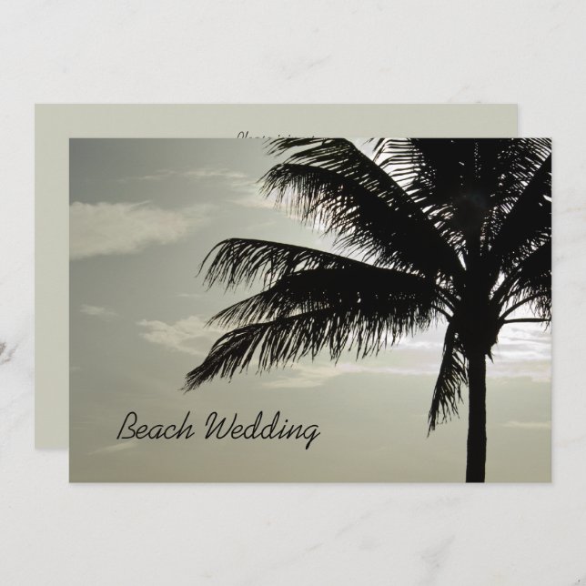 Invitación Boda de Playa de Silhouette de Palmeras (Anverso / Reverso)