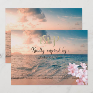 Invitación Boda de playa de Sunset, Plumeria RSVP