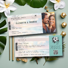 Invitación Boda de Playa de Ticket de Avión de Destino Tropic