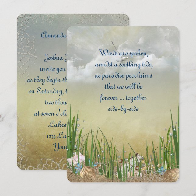 Invitación Boda de playa de verano (Anverso / Reverso)