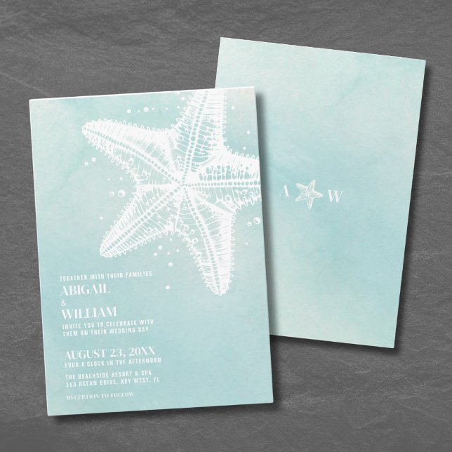 Invitación Boda de playa de verano con acuarela moderna (Modern Watercolor Summer Beach Wedding Invitation)