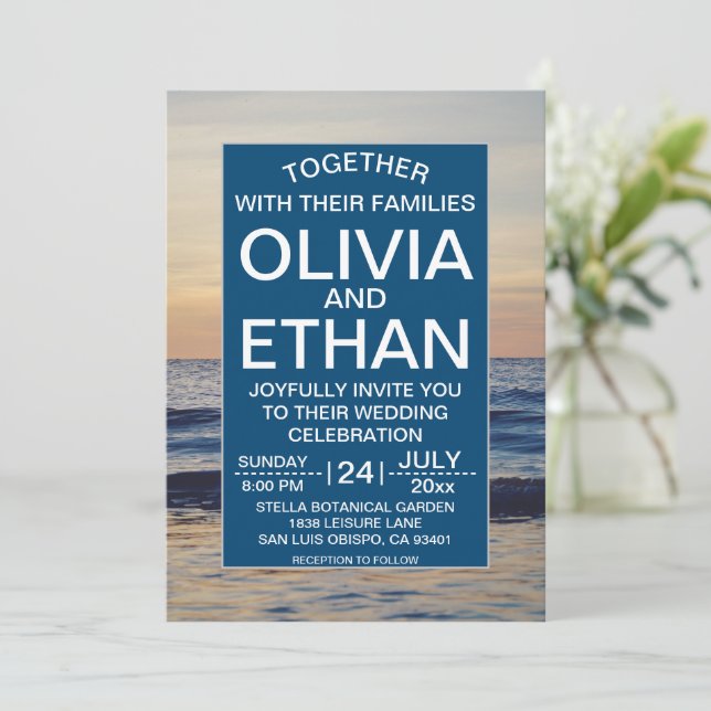 Invitación Boda de playa de verano de la Marina Costera Marít (Anverso de pie)