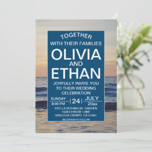 Invitación Boda de playa de verano de la Marina Costera Marít