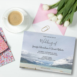Invitación Boda de playa de verano de montaña moderna