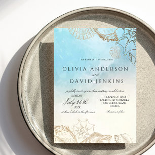 Invitación Boda de playa del océano azul en verano Boda del m