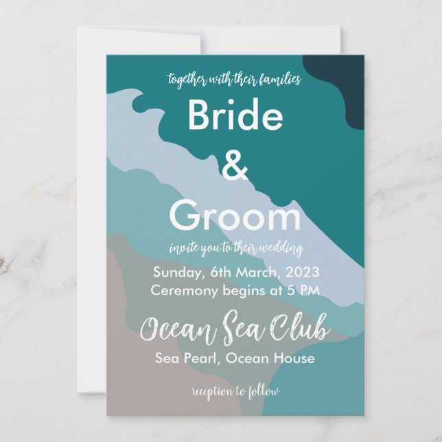 Invitación Boda de playa del Océano marino (Anverso)