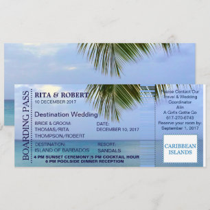 Invitación Boda de playa Destino de pases de embarque