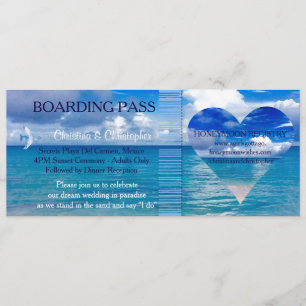 Invitación Boda de playa Destino de pases de embarque