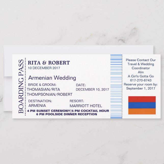 Invitación Boda de playa | Destino de pases de embarque (Anverso)