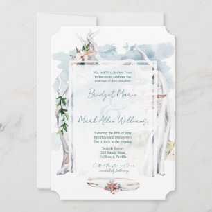 Invitación Boda de playa Driftwood Arbor Boho