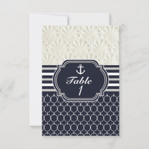 Invitación Boda de playa elegante náutica de azul marino y bl
