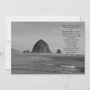 Invitación Boda de playa en blanco y negro