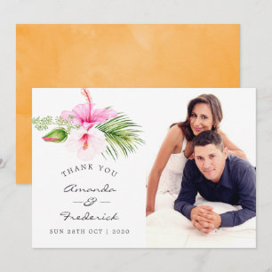 Invitación Boda de Playa Floral Tropical Agradecimiento