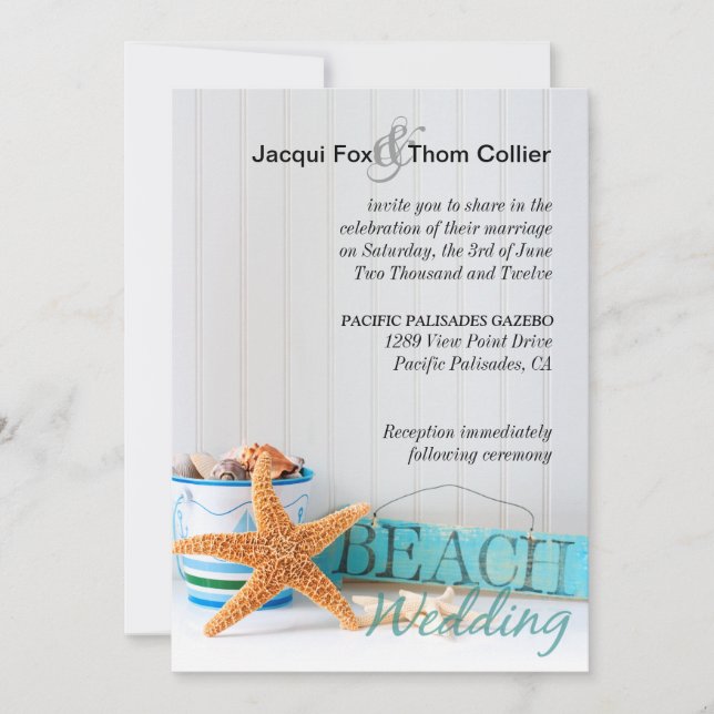 Invitación Boda de playa informal Starfish (Anverso)
