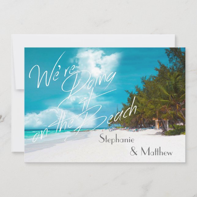 Invitación Boda de playa Lo estamos haciendo en la boda de la (Anverso)