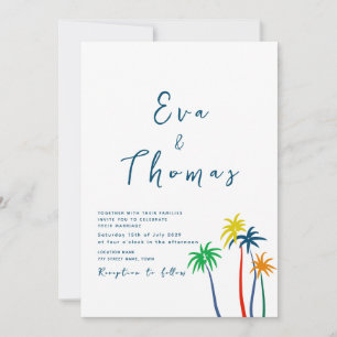Invitación Boda de playa mínima con palmeras