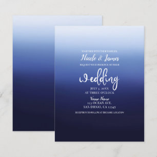 Invitación Boda de playa minimal moderna azul océano marino