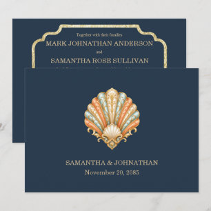 Invitación Boda de playa minimalista lujo concha marina