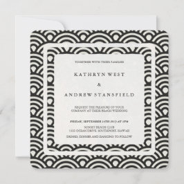 Invitación Boda de playa moderna con estilo negro + blanco