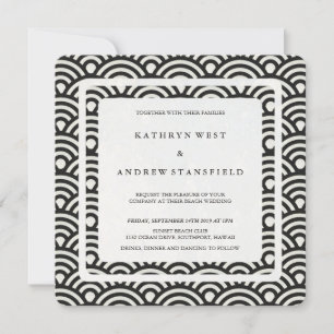Invitación Boda de playa moderna con estilo negro + blanco