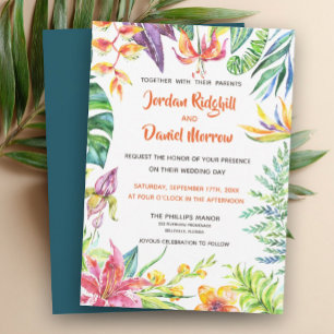 Invitación Boda de playa moderna de la acuarela floral