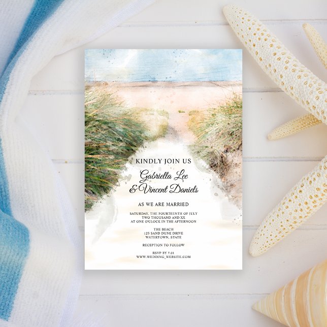 Invitación Boda de Playa Natural (Invite guests to your destination marriage ceremony with the Natural Beach Wedding Invitation.)