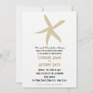 Invitación Boda de Playa Náutica Gold Starfish