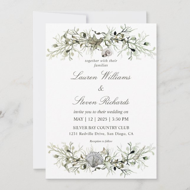 Invitación Boda de playa Náutica Marina Blanca Gris personali (Anverso)