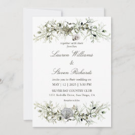 Invitación Boda de playa Náutica Marina Blanca Gris personali