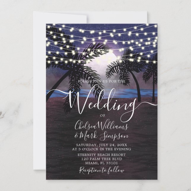 Invitación Boda de playa Noches de Verano (Anverso)