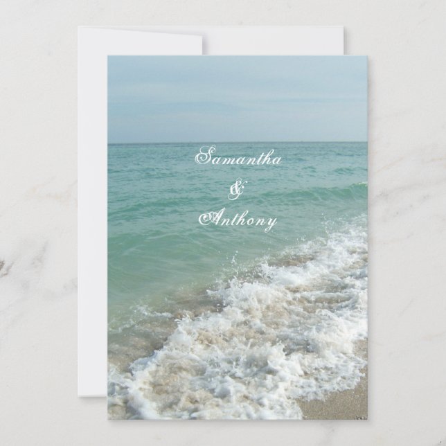 Invitación Boda de playa o Boda de destino Océano Azul (Anverso)