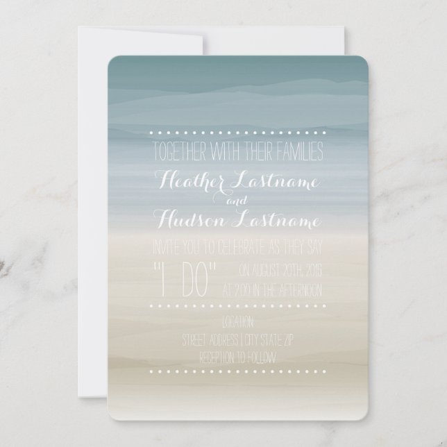 Invitación Boda de playa Ombre Shore (Anverso)