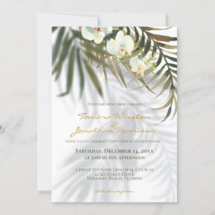 Invitación Boda de Playa Palm & Orquídea Tropical
