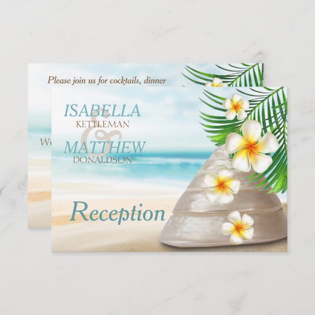 Invitación Boda de playa para el Sr. y la Sra. | Recepción (Anverso / Reverso)