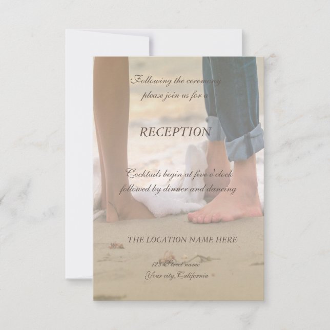 Invitación Boda de playa, recepción de pies (Anverso)