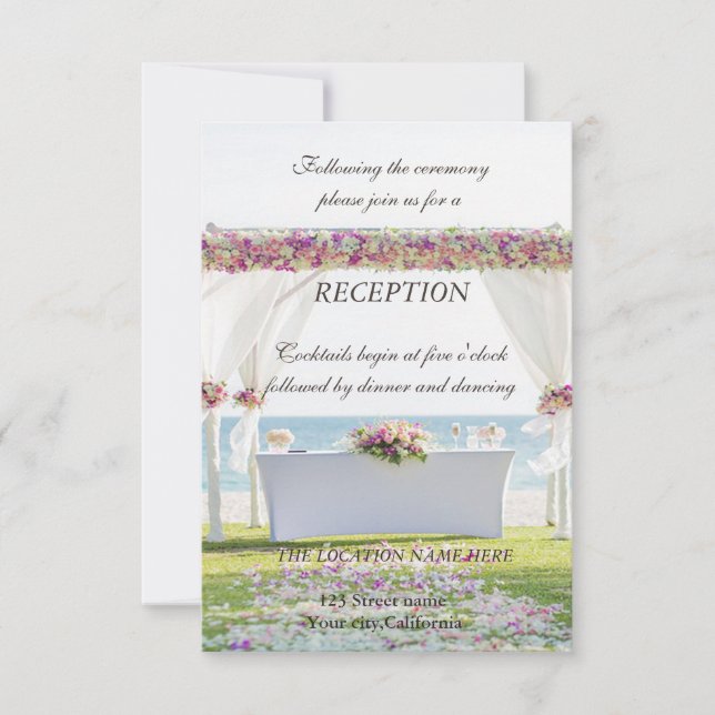 Invitación Boda de Playa Recepción Floral (Anverso)