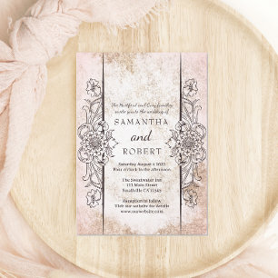 Invitación Boda de playa romántica Pearl Rosada