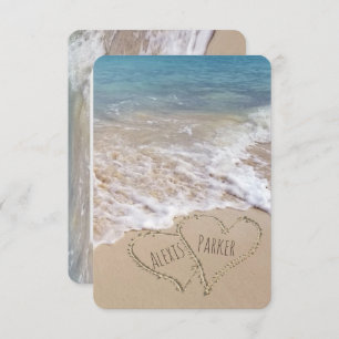 Invitación Boda de playa RSVP con corazones
